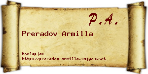 Preradov Armilla névjegykártya